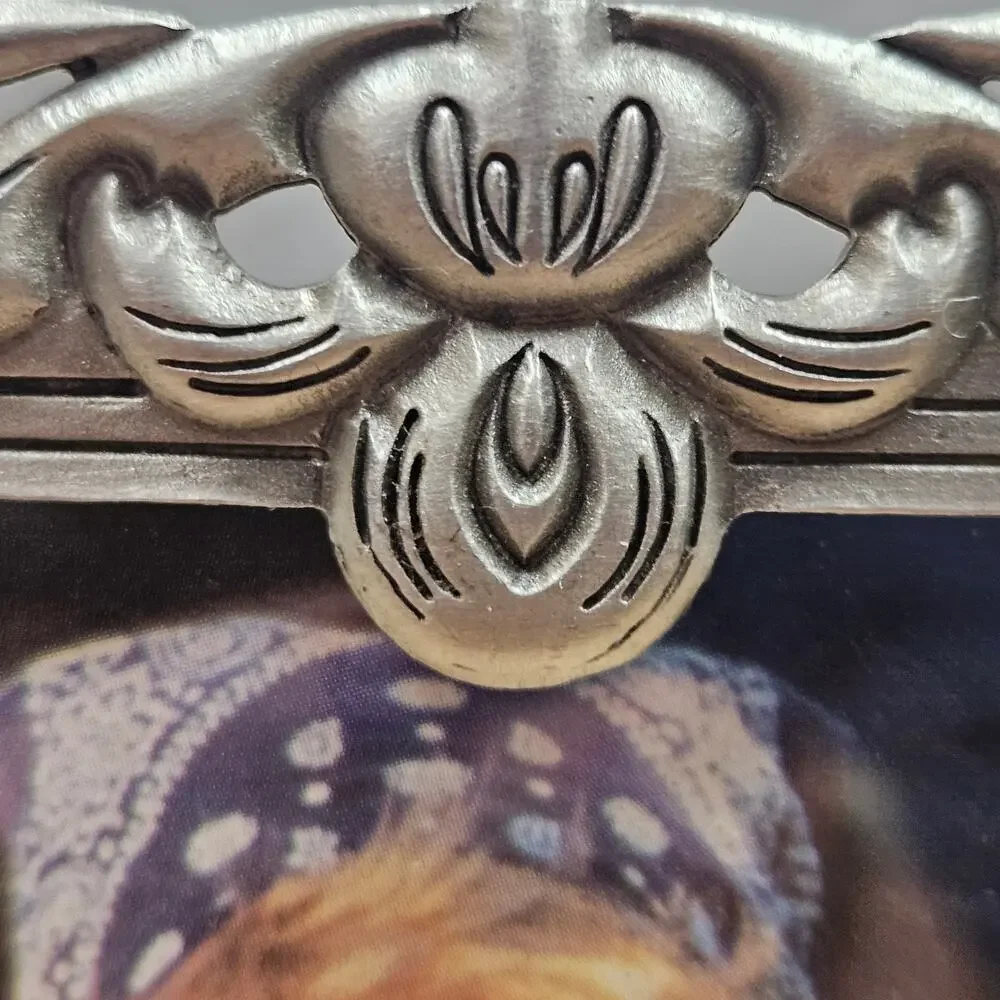 VTG Ornate Antiqued Pewter Tone Filigree Floral Picture Frame for 5 x 7 photo